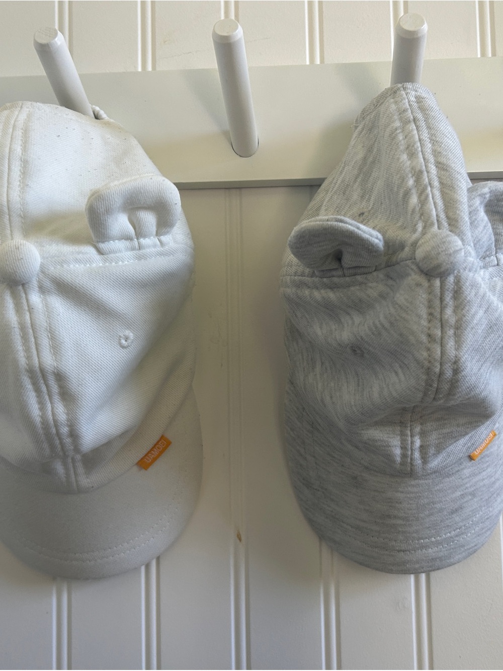 Toddler White and Grey Baseball Cap Set Bear Ear Details -